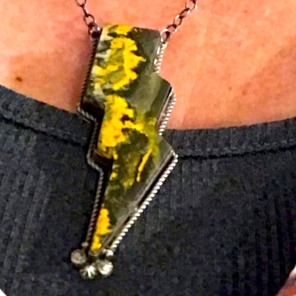 Bumblebee jasper Lightning bolt necklace